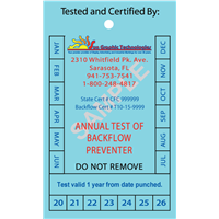 Backflow Tags - COLOR PRINTING