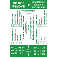 Fire Inspection Tags - 1 color 1 side, STYLE A