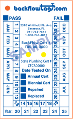 Backflow Tags - 1 color 1 side, STYLE D